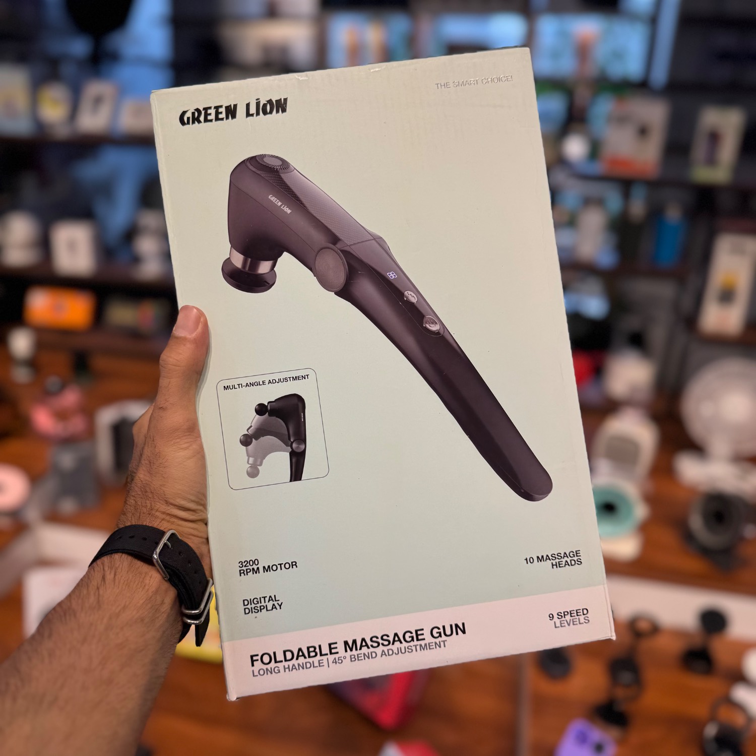 ماساژور تفنگی گرین لاین تاشو مدل Foldable Massage Gun | ماساژور شارژی دسته بلند حرفه‌ای
